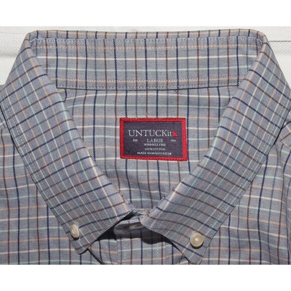 UNTUCKit Wrinkle Free Men's Long Sleeve Button Down Shirt Size Large - Picture 7 of 9